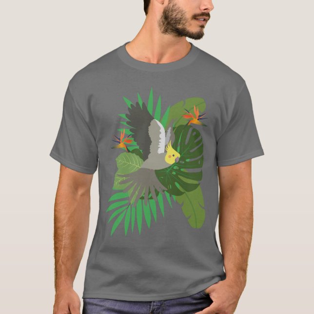 Camiseta Cockatiel with leaves (Anverso)