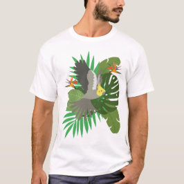 Camiseta Cockatiel with leaves