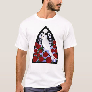 Camiseta Cockatiel y rosas