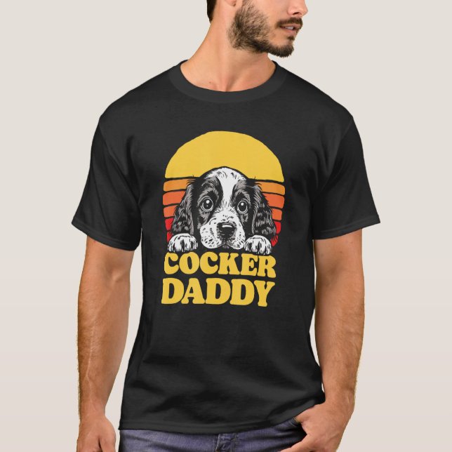 Camiseta Cocker Daddy Cute English Cocker Spaniel Puppy Dad (Anverso)