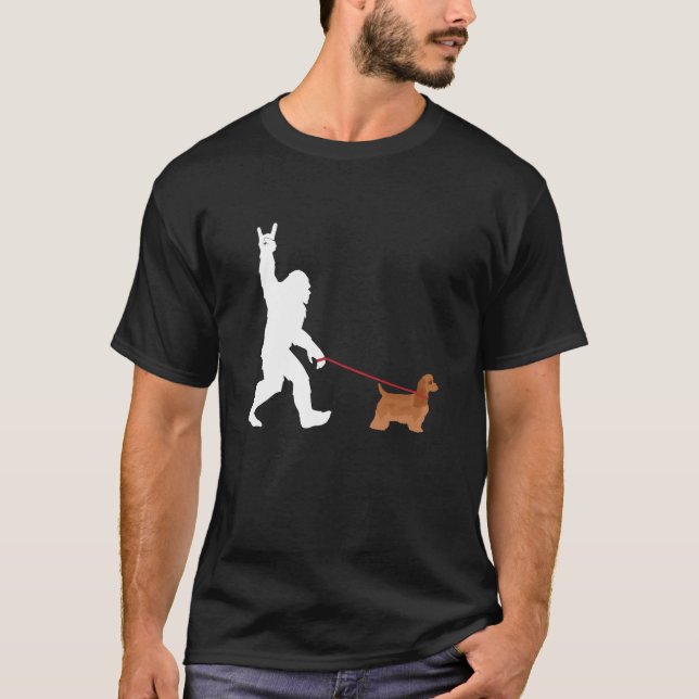 Camiseta Cocker de pie gigante español Perro feliz lindo Pe (Anverso)