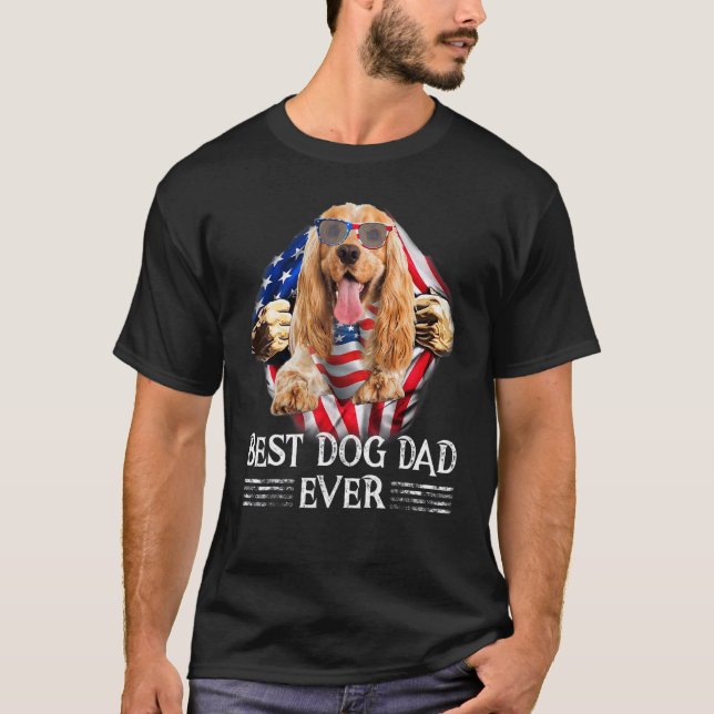 Camiseta Cocker Inglés Spaniel Dad Bandera Estadounidense 4 (Anverso)