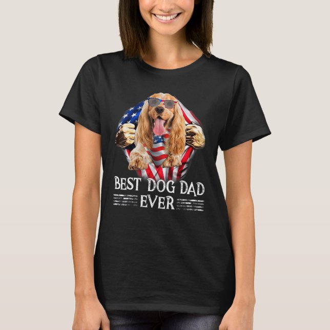 Camiseta Cocker Inglés Spaniel Dad Bandera Estadounidense 4 (Anverso)