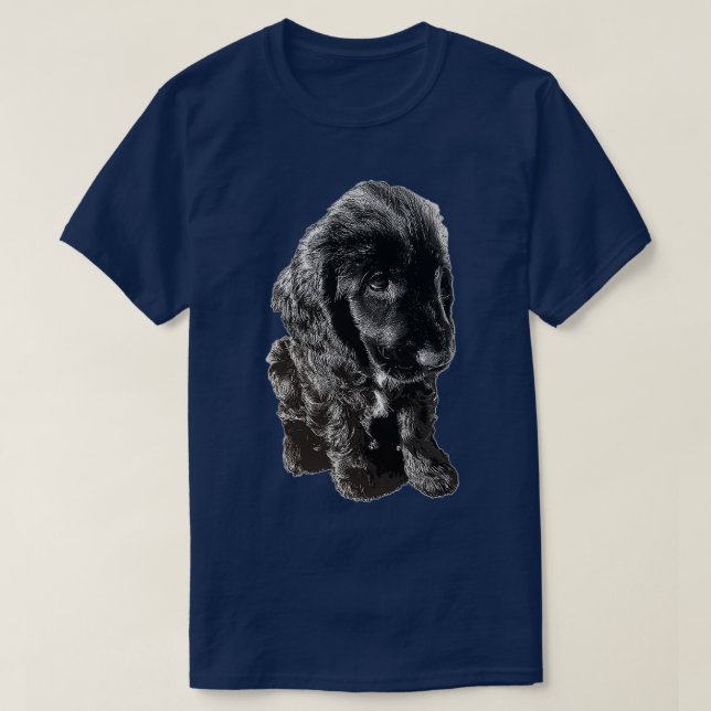 Camiseta Cocker inglés Spaniel Perro de Cachorro Negro Ador (Diseño del anverso)