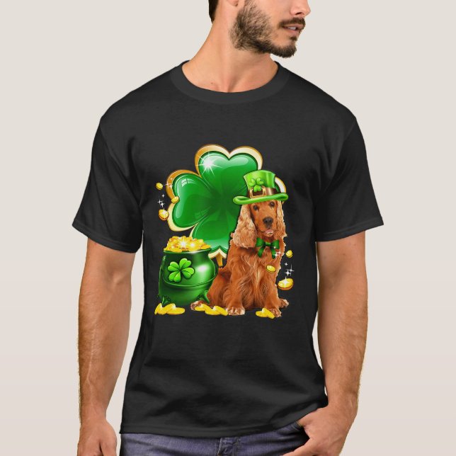 Camiseta Cocker inglés Spaniel Shamrock Irish Saint Pat (Anverso)