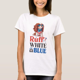Camiseta Cocker patriótico Spaniel Ruff White & Blue