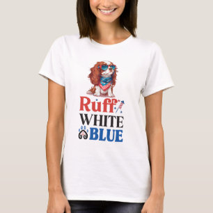 Camiseta Cocker patriótico Spaniel Ruff White & Blue