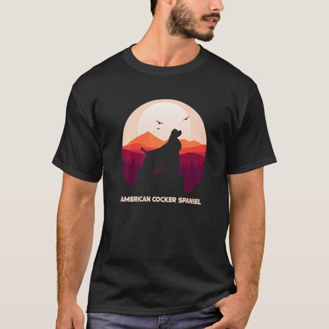 Camiseta Cocker Spaniel americano y la luna (Anverso)