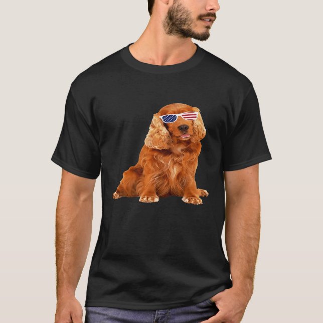 Camiseta Cocker Spaniel Con Gafas De Sol 4 De Julio Perro (Anverso)