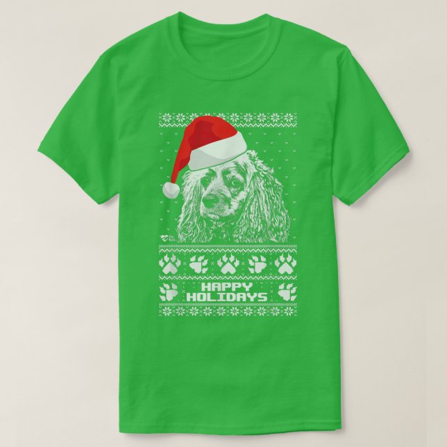 Camiseta Cocker Spaniel Cute Happy Holidays Christmas  (Diseño del anverso)