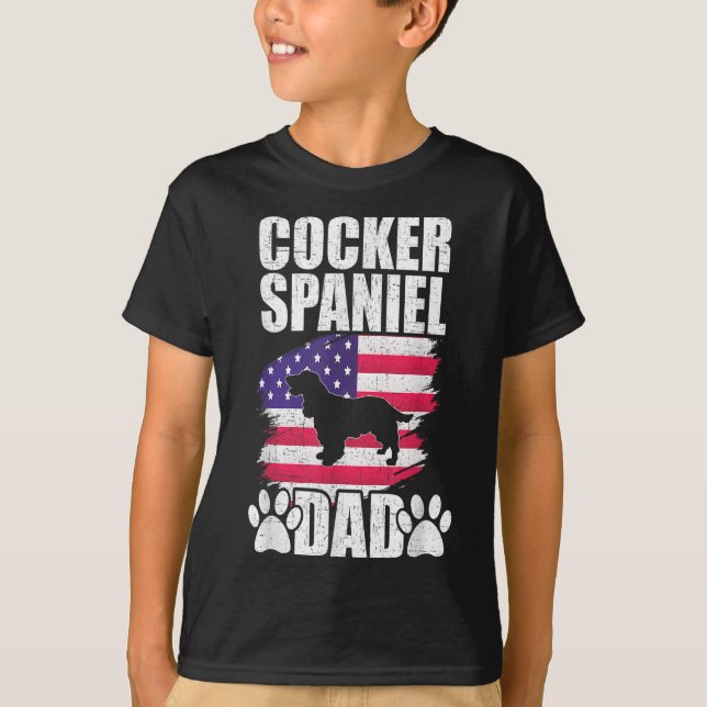 Camiseta Cocker Spaniel Dad Dog ama la bandera estadouniden (Anverso)