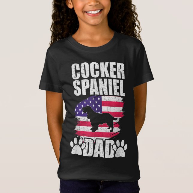 Camiseta Cocker Spaniel Dad Dog ama la bandera estadouniden (Anverso)