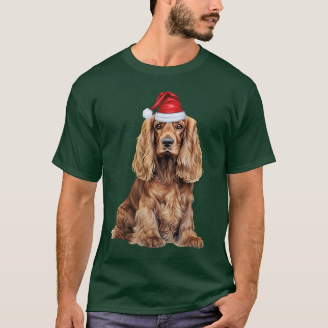 Camiseta Cocker Spaniel Divertido Navidad Santa Perro (Anverso)