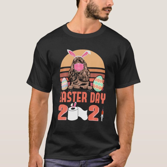 Camiseta Cocker Spaniel Dog Face Mask Bunny Egny Easter Day (Anverso)