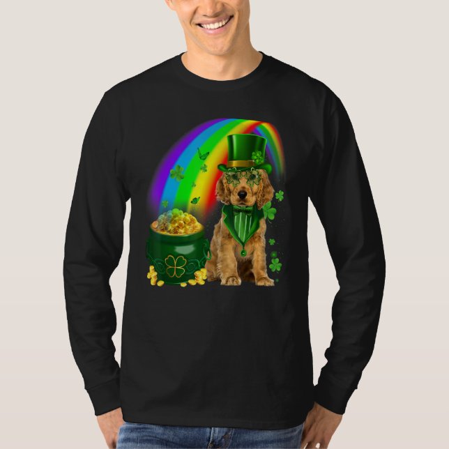 Camiseta Cocker Spaniel Dog Leprechauns Coins Shamrock Patr (Anverso)