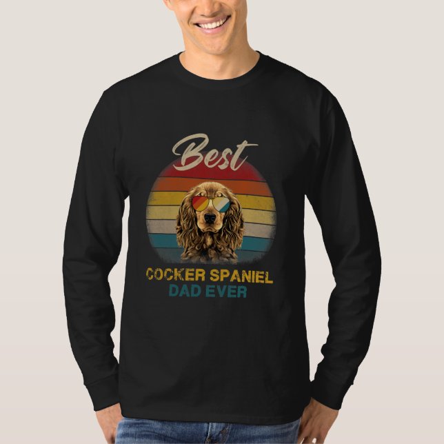 Camiseta Cocker Spaniel Dog Mejor Padre Día Retro (Anverso)