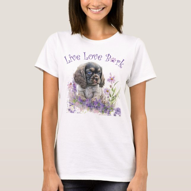 Camiseta Cocker Spaniel Dog Mom Floral (Anverso)