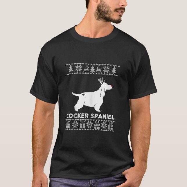 Camiseta Cocker Spaniel Dog Pet Lover Reindeer Ugly Christm (Anverso)