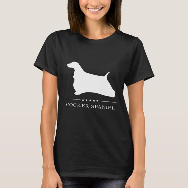 Camiseta Cocker Spaniel Dog White Silhouette (Anverso)