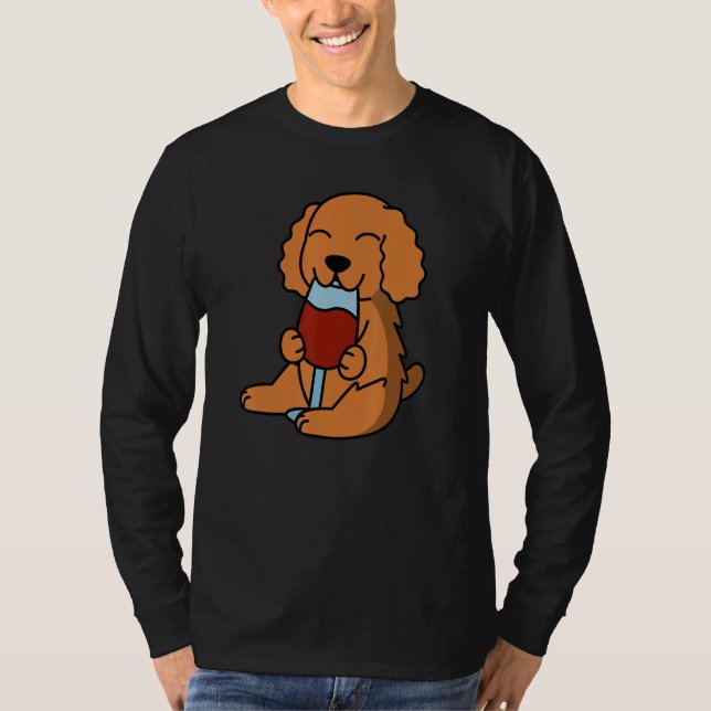 Camiseta Cocker Spaniel Drinking Wine Dog (Anverso)