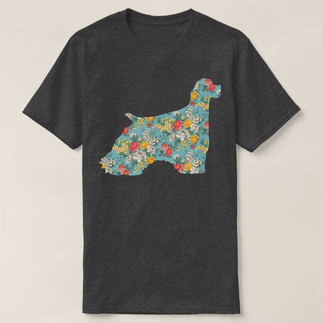 Camiseta Cocker Spaniel Flower Silhouette Floral Dog  (Diseño del anverso)