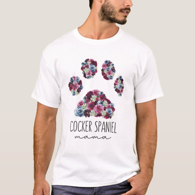 Camiseta Cocker Spaniel Mama Floral Paw Dog Mom (Anverso)