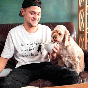 Camiseta Cocker Spaniel Mi perro tiene ansiedad Woof OFF 