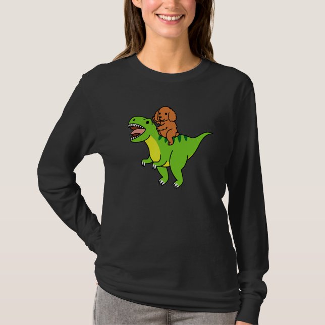 Camiseta Cocker Spaniel montando perro de dinosaurio Rex (Anverso)