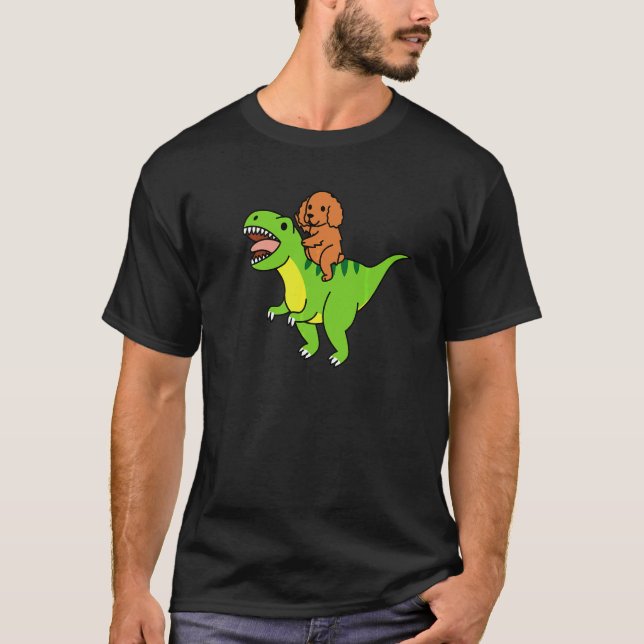 Camiseta Cocker Spaniel montando perro de dinosaurio Rex   (Anverso)