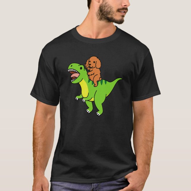 Camiseta Cocker Spaniel montando perro de dinosaurio Rex (Anverso)