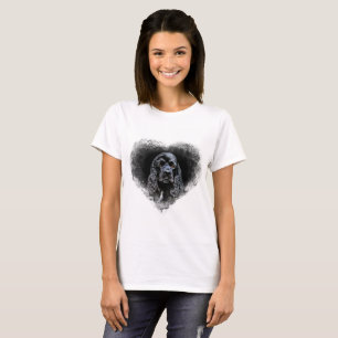 Camiseta Cocker spaniel negro en corazón