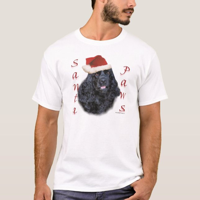 Camiseta Cocker Spaniel (negro) Santa Paws (Anverso)