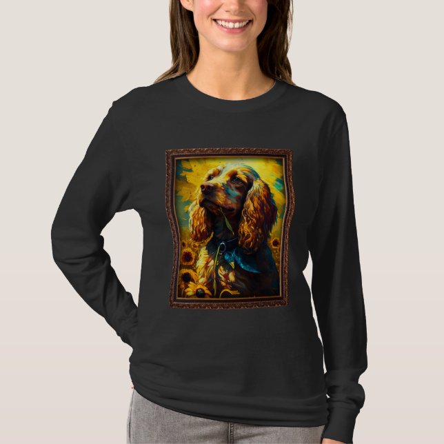 Camiseta Cocker Spaniel Painting Sunflower Flower Mom Women (Anverso)