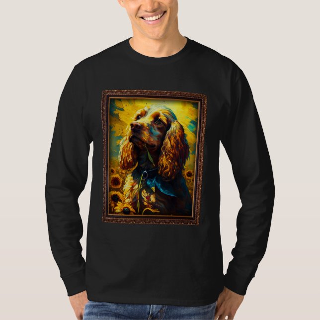 Camiseta Cocker Spaniel Painting Sunflower Flower Mom Women (Anverso)