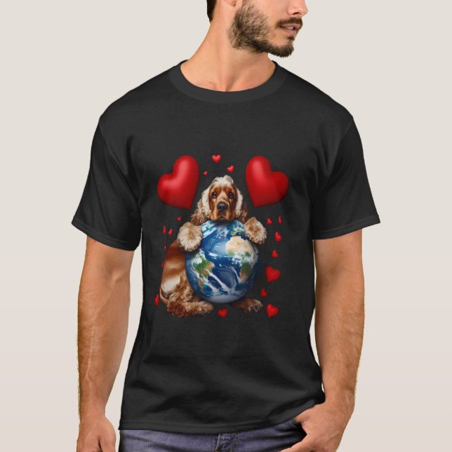 Camiseta Cocker Spaniel Perro Día de la Tierra Abrazo Amor  (Anverso)
