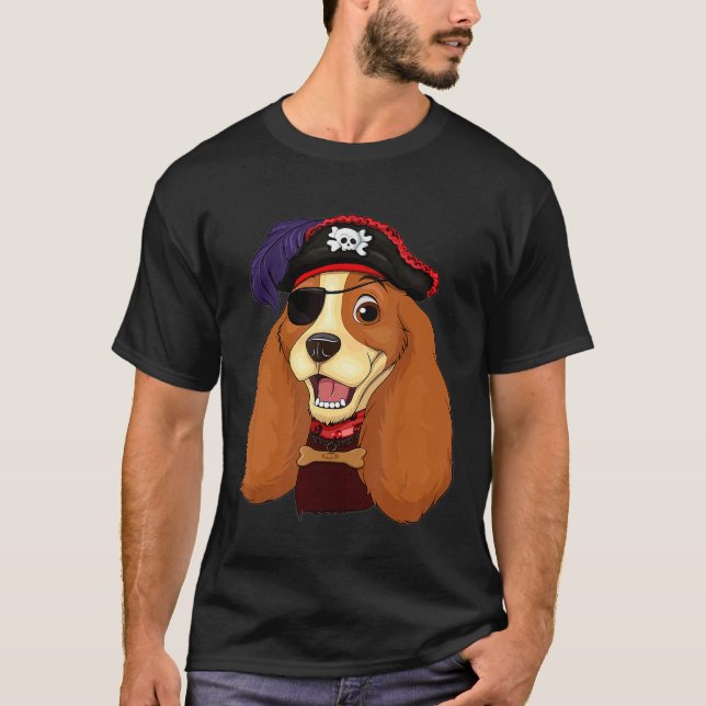 Camiseta Cocker Spaniel Pirate Skull Crossbone Halloween C (Anverso)