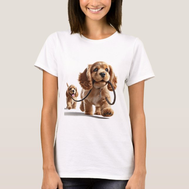 Camiseta Cocker Spaniel Pups Walk Cute Perro Lover Regalos (Anverso)