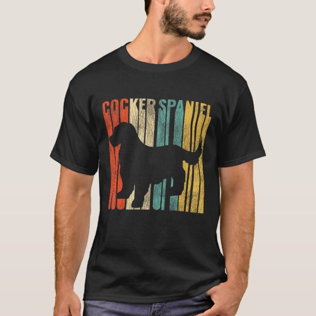 Camiseta Cocker Spaniel Retro 1970s Dog Silhouette Cracked  (Anverso)