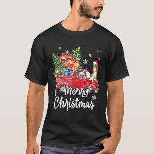 Camiseta Cocker Spaniel Ride Camión Rojo Feliz Navidad Paja