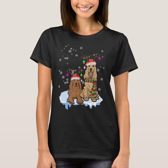 Camiseta Cocker Spaniel Santa Hats Reindee Navidades (Anverso)