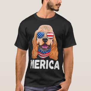Camiseta Cocker Spaniel Sunglasses American USA Flag 4th Of