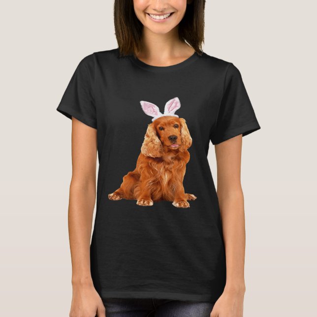 Camiseta Cocker Spaniel Usando Perro de Guerrillo de Pascua (Anverso)