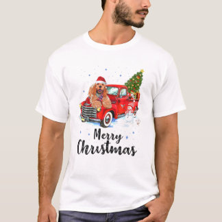 Camiseta Cocker Spaniel viaja con Navidades de camiones roj