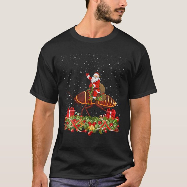 Camiseta Cockroach Lover Xmas Regalo Santa Riding Cockroach (Anverso)