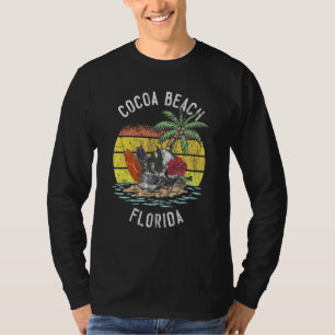 Camiseta Cocoa Beach Florida Palms Skull Surf Sunset Vacati