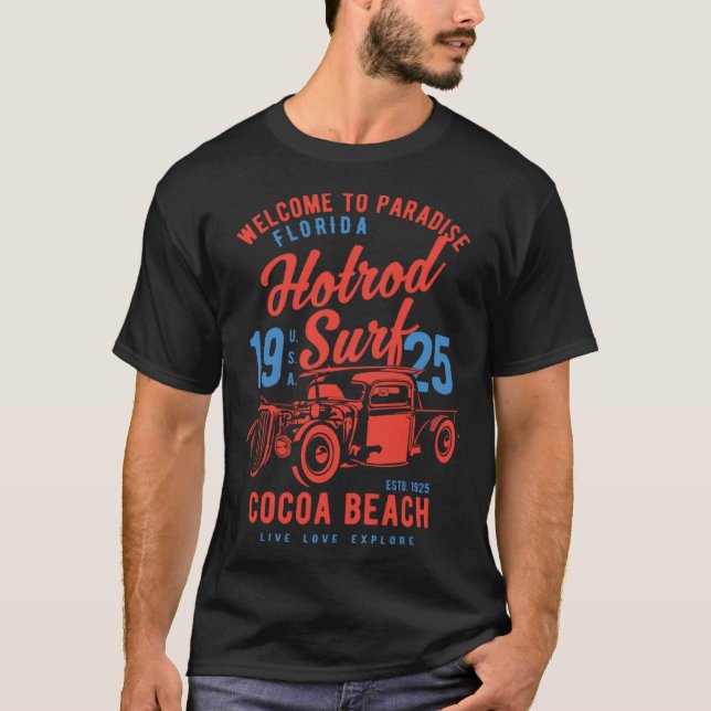 Camiseta Cocoa Beach Florida Retro Hotrod Surf  5 (Anverso)