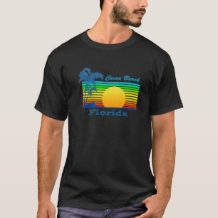 Camiseta Cocoa Beach Florida Retro Tropical Beach Sunset
