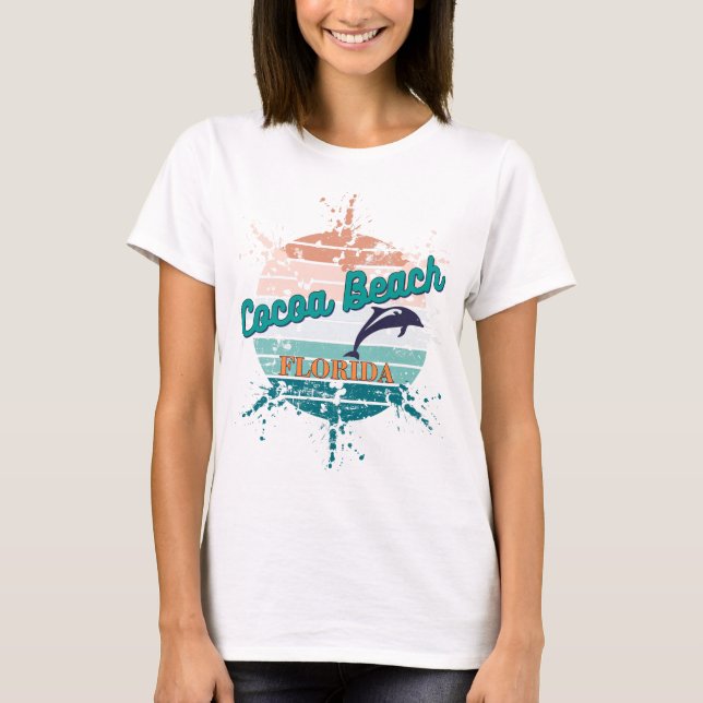 Camiseta Cocoa Beach Florida Retro Vintage Sunset (Anverso)