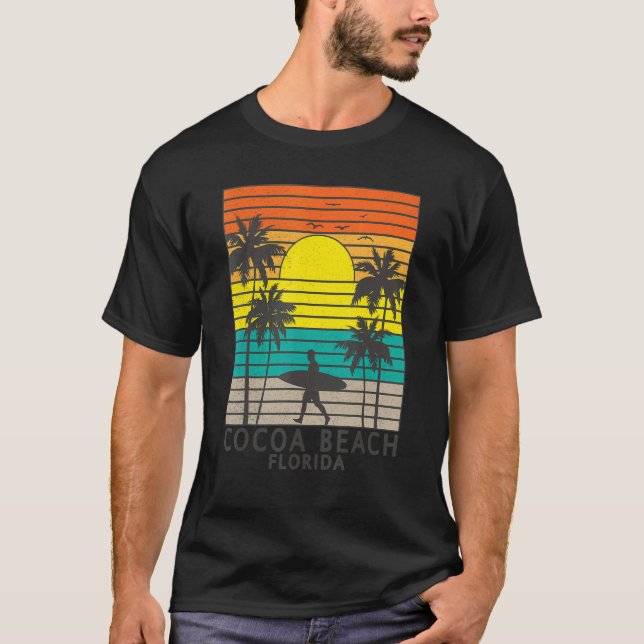 Camiseta Cocoa Beach Florida Surfer Surfing Surf Palm Tree  (Anverso)