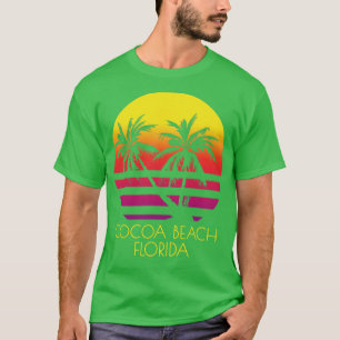Camiseta Cocoa Beach Florida Vintage Tropical Sunset Palm T